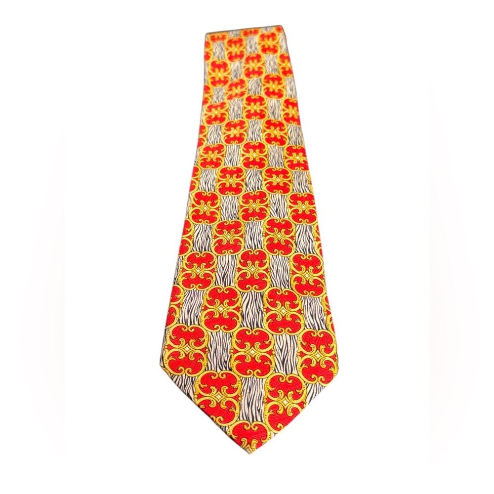 Gianni Versace Red and Yellow Tie 100% silk made in Spain